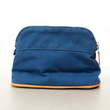 【6fd5087-k】エルメス ポーチ ボリードポーチ キャンバス ブルー シルバー金具【中古】レディース