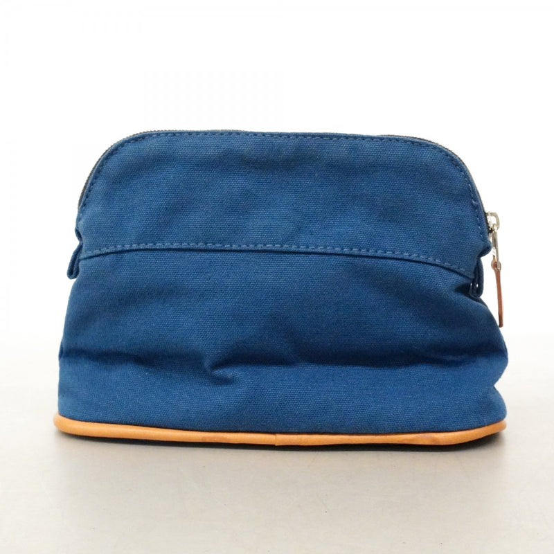 【6fd5087-k】エルメス ポーチ ボリードポーチ キャンバス ブルー シルバー金具【中古】レディース