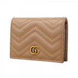 【6fd5093-k】グッチ 財布 GGマーモント 466492 レザー ピンクベージュ ゴールド金具【中古】レディース