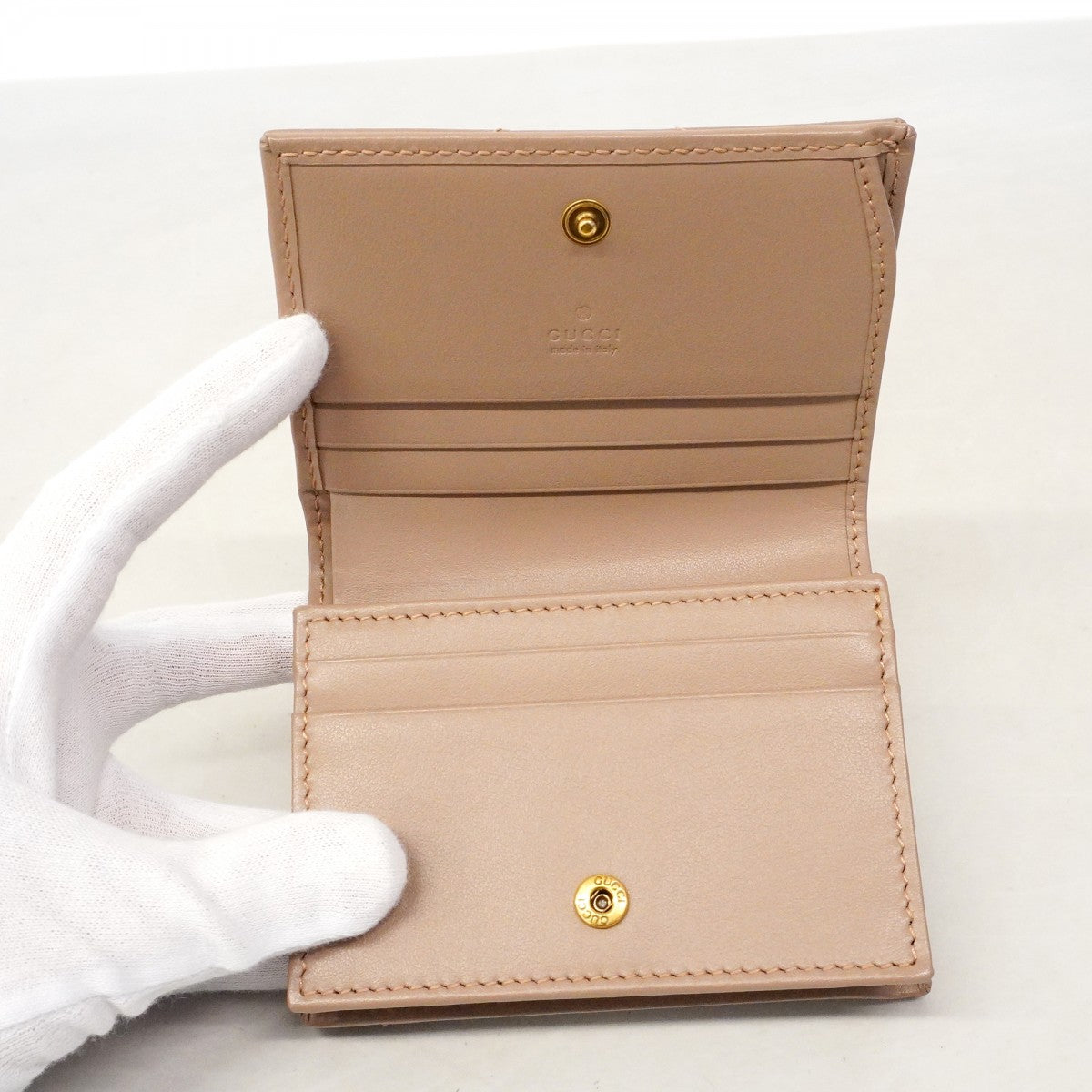 【6fd5093-k】グッチ 財布 GGマーモント 466492 レザー ピンクベージュ ゴールド金具【中古】レディース