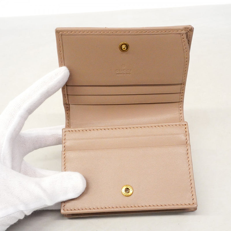 【6fd5093-k】グッチ 財布 GGマーモント 466492 レザー ピンクベージュ ゴールド金具【中古】レディース