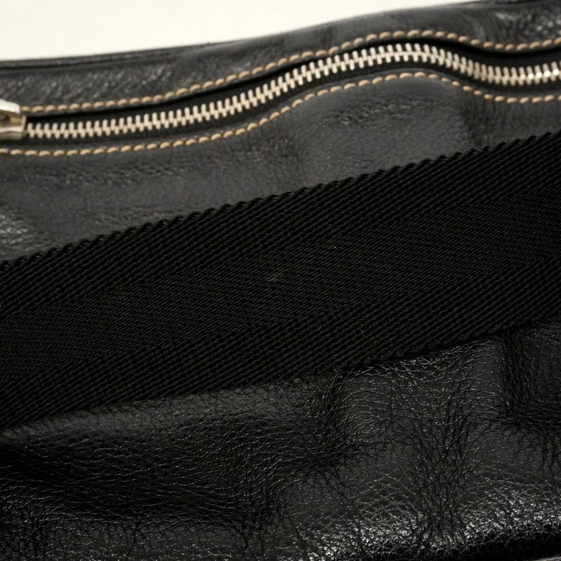 【6fd5094-k】グッチ ウエストバッグ 201846 レザー ブラック シルバー金具【中古】メンズ レディース ユニセックス