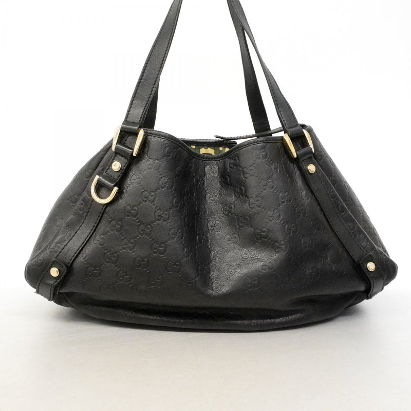 【6fd5095-k】グッチ トートバッグ グッチシマ 130736 レザー ブラック シャンパンゴールド金具【中古】レディース