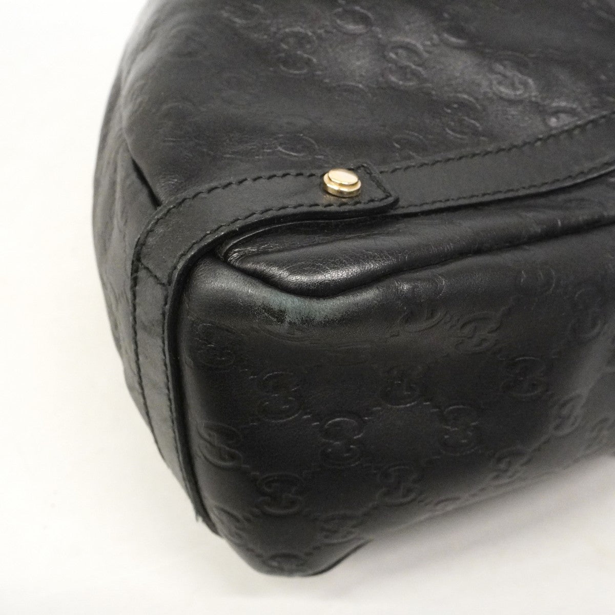 【6fd5095-k】グッチ トートバッグ グッチシマ 130736 レザー ブラック シャンパンゴールド金具【中古】レディース