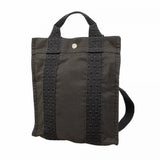 【6fd5096-k】エルメス リュック・デイパック エールラインアドPM キャンバス グレー シルバー金具【中古】レディース