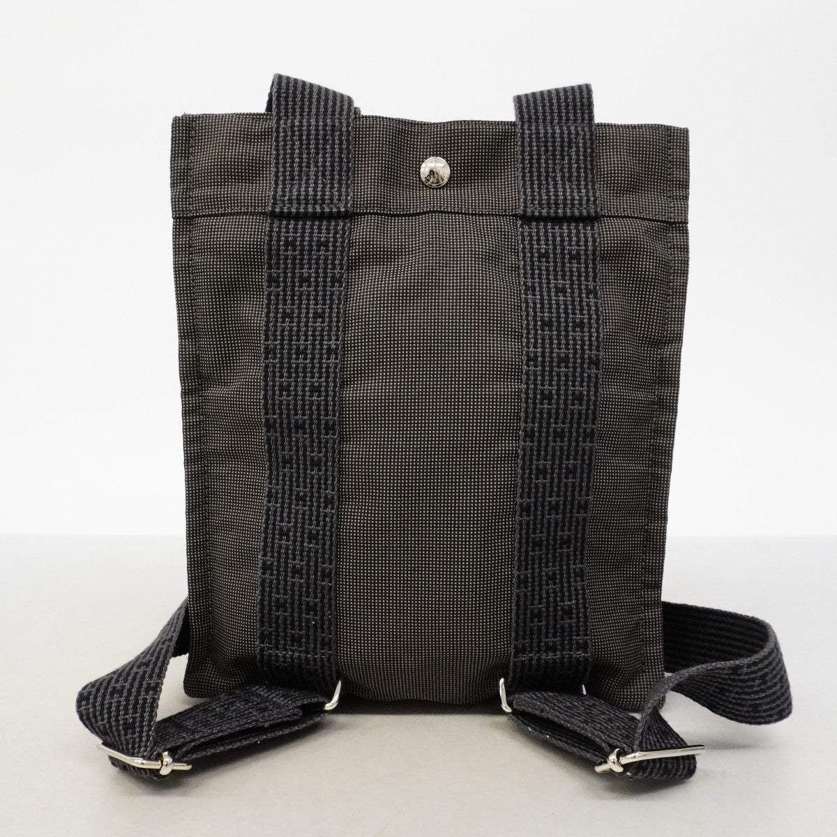 【6fd5096-k】エルメス リュック・デイパック エールラインアドPM キャンバス グレー シルバー金具【中古】レディース
