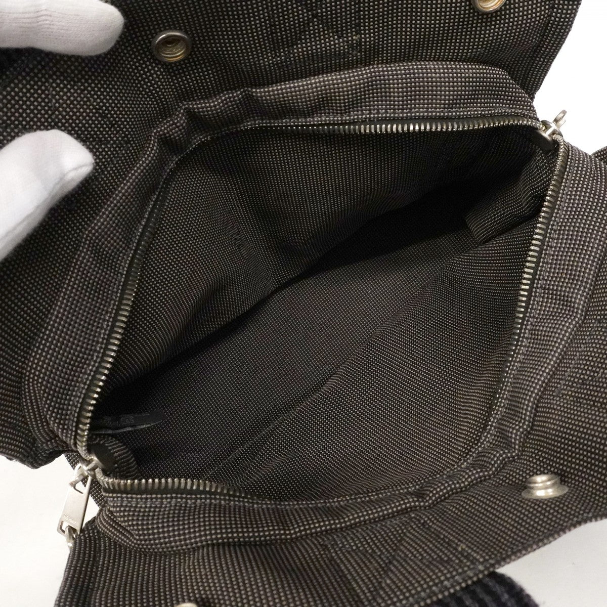 【6fd5097-k】エルメス ハンドバッグ エールラインPM キャンバス グレー シルバー金具【中古】レディース