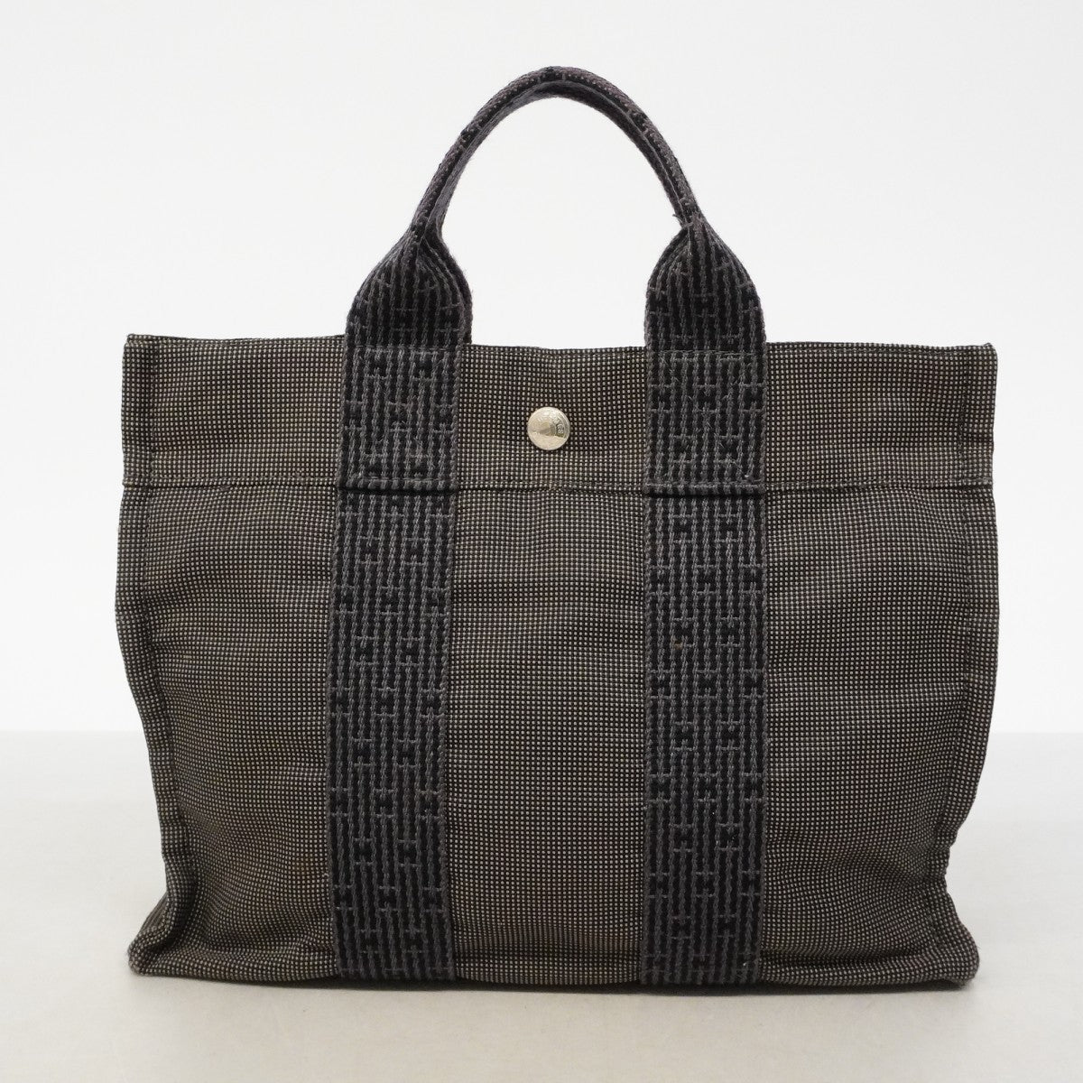 【6fd5097-k】エルメス ハンドバッグ エールラインPM キャンバス グレー シルバー金具【中古】レディース