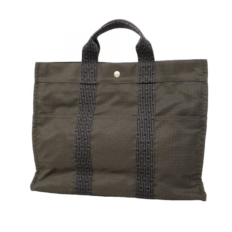【6fd5098-k】エルメス トートバッグ エールラインMM キャンバス グレー シルバー金具【中古】メンズ レディース ユニセックス