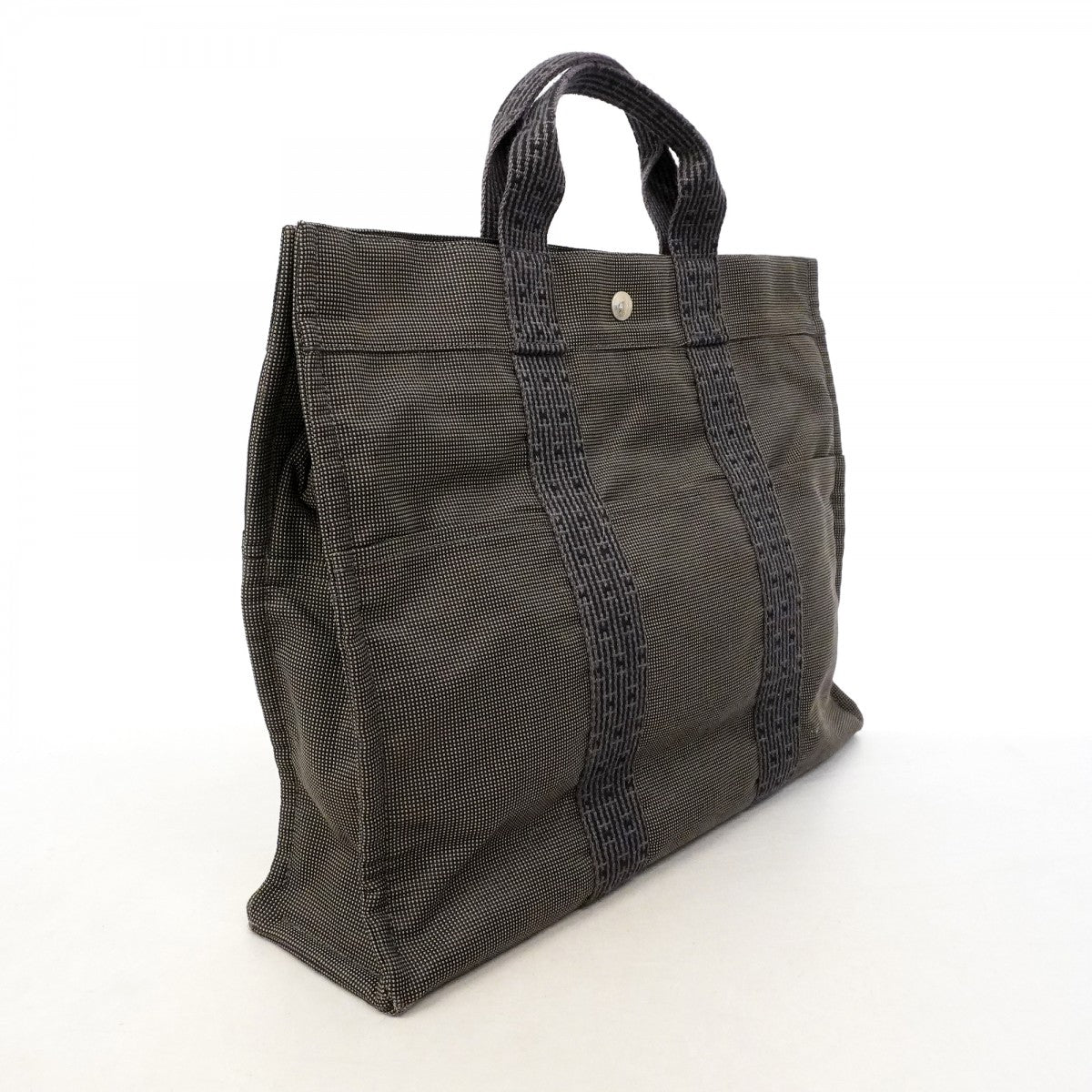 【6fd5098-k】エルメス トートバッグ エールラインMM キャンバス グレー シルバー金具【中古】メンズ レディース ユニセックス
