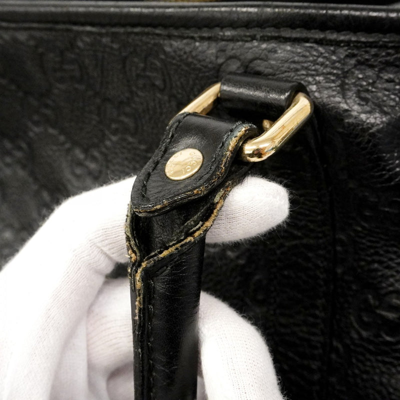 【6fd5113-k】グッチ トートバッグ グッチシマ 501482 レザー ブラック シャンパンゴールド金具【中古】レディース