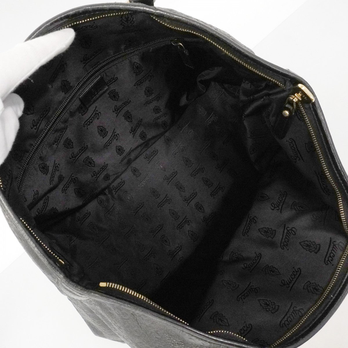【6fd5113-k】グッチ トートバッグ グッチシマ 501482 レザー ブラック シャンパンゴールド金具【中古】レディース