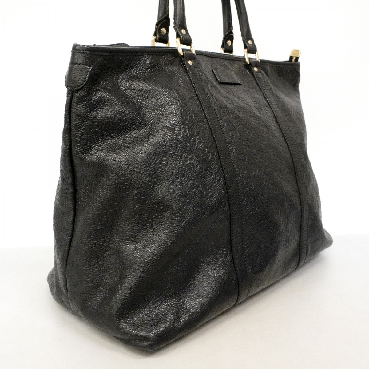 【6fd5113-k】グッチ トートバッグ グッチシマ 501482 レザー ブラック シャンパンゴールド金具【中古】レディース