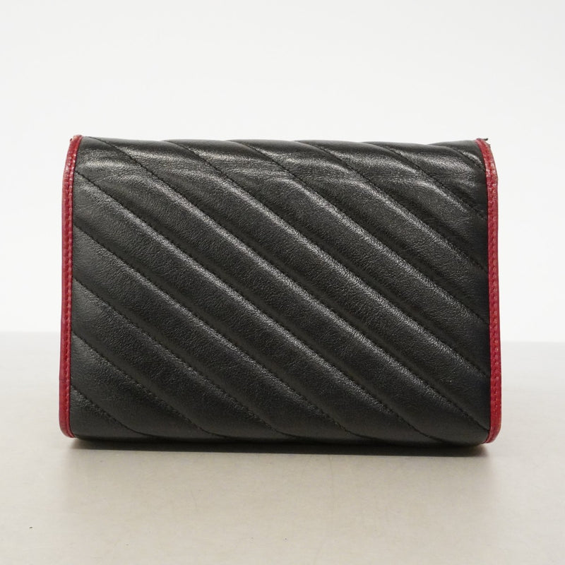 【6fd5114-k】グッチ ショルダーウォレット GGマーモント 573807 レザー ブラック ゴールド金具【中古】レディース