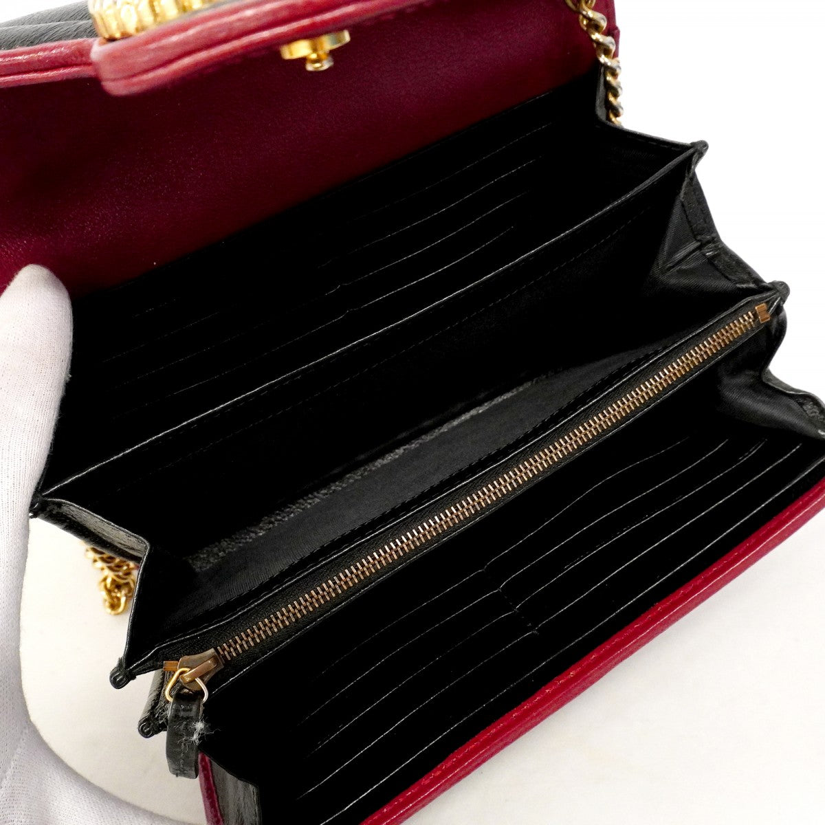 【6fd5114-k】グッチ ショルダーウォレット GGマーモント 573807 レザー ブラック ゴールド金具【中古】レディース