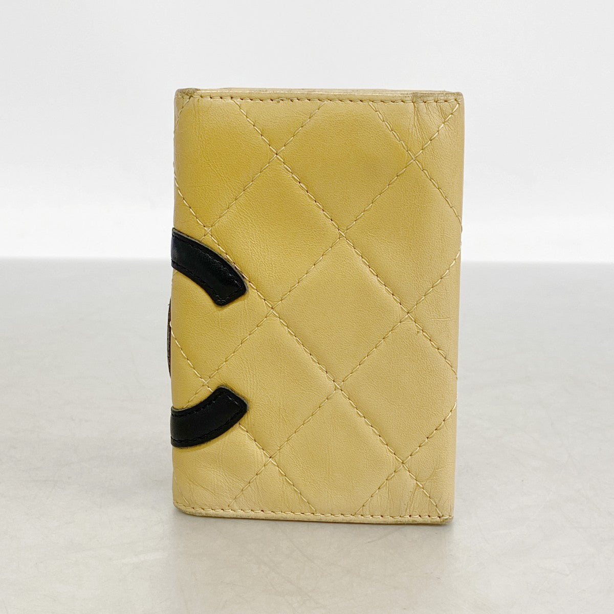 【6fd5121-k】シャネル キーケース カンボン ラムスキン ベージュ ブラック シルバー金具【中古】レディース