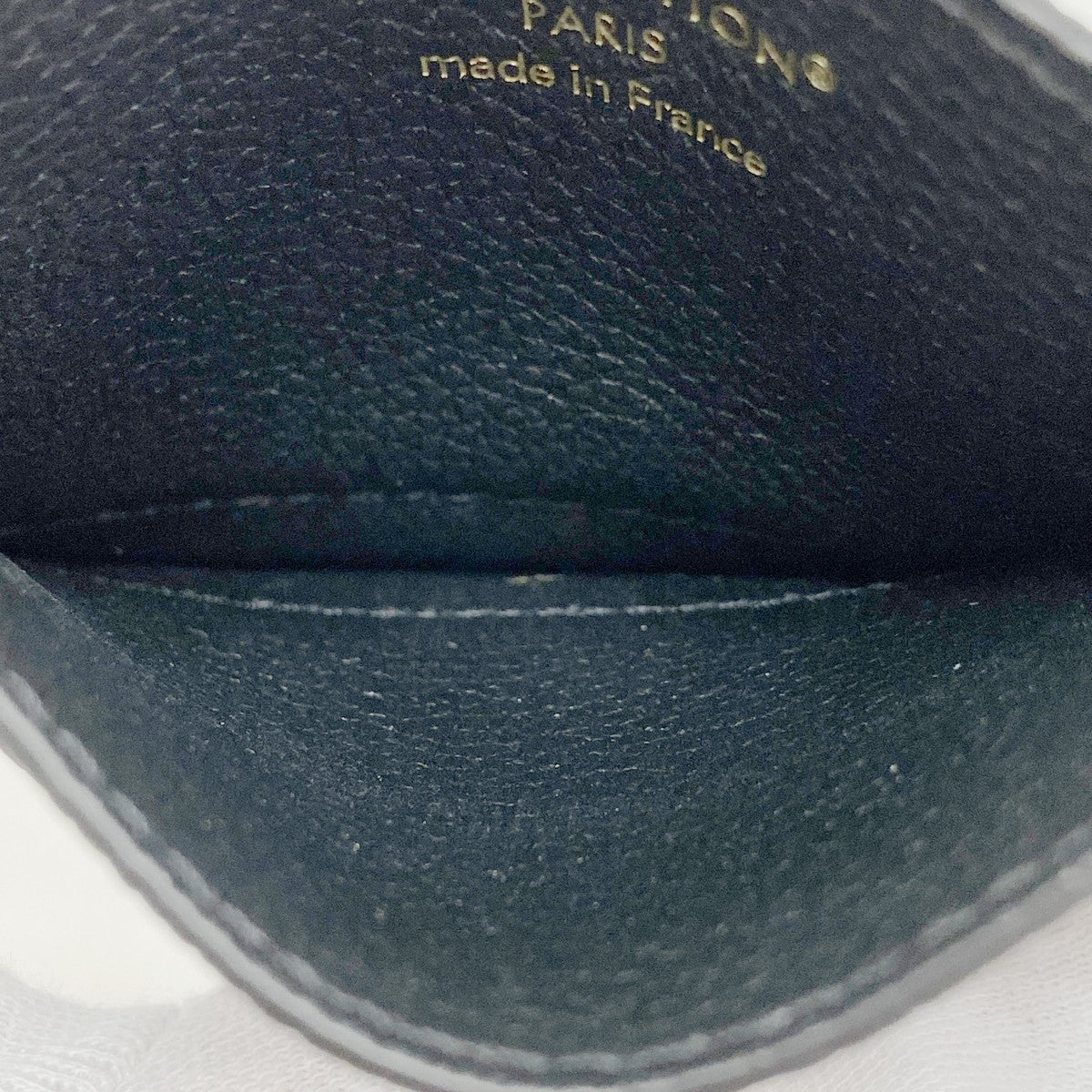 【6fd5149-k】ルイヴィトン カードケース モノグラム・アンプラント ポルトカルトLVチャーム M82132 ノワール【中古】レディース