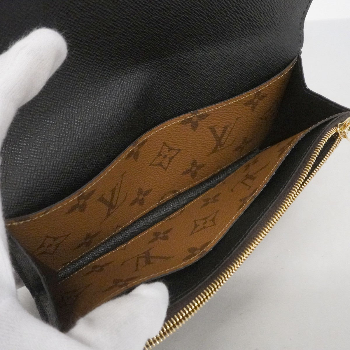 【6fd5160-k】ルイヴィトン 長財布 モノグラム・リバース ポルトフォイユエミリー M82157 ブラウン【中古】レディース