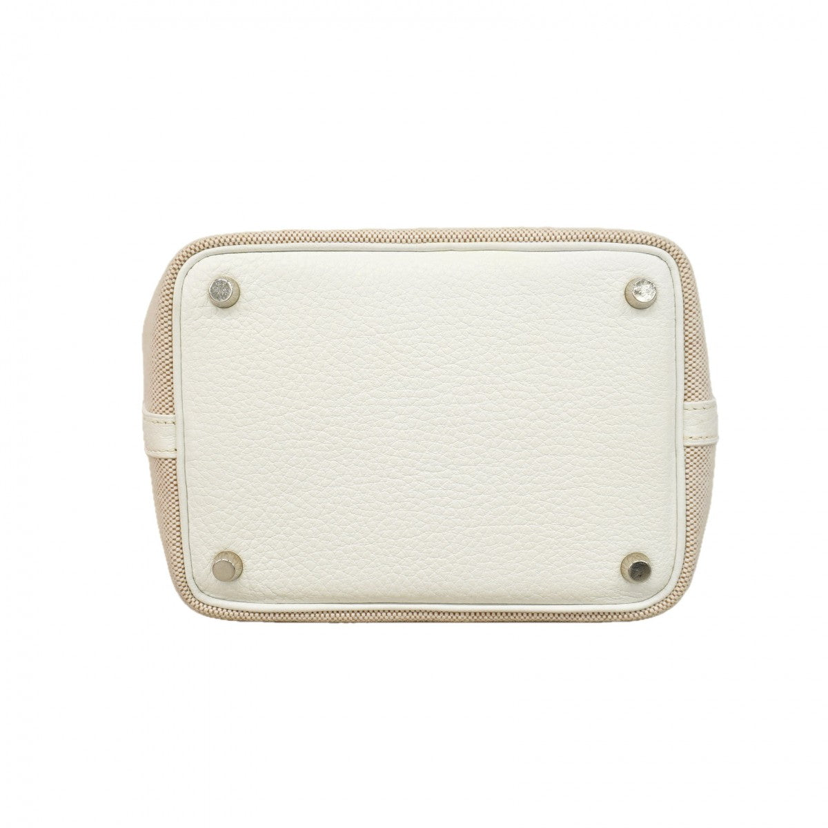 【6fd5171】エルメス ハンドバッグ ピコタンPM トワルアッシュ ホワイト シルバー金具 □H刻印【中古】レディース