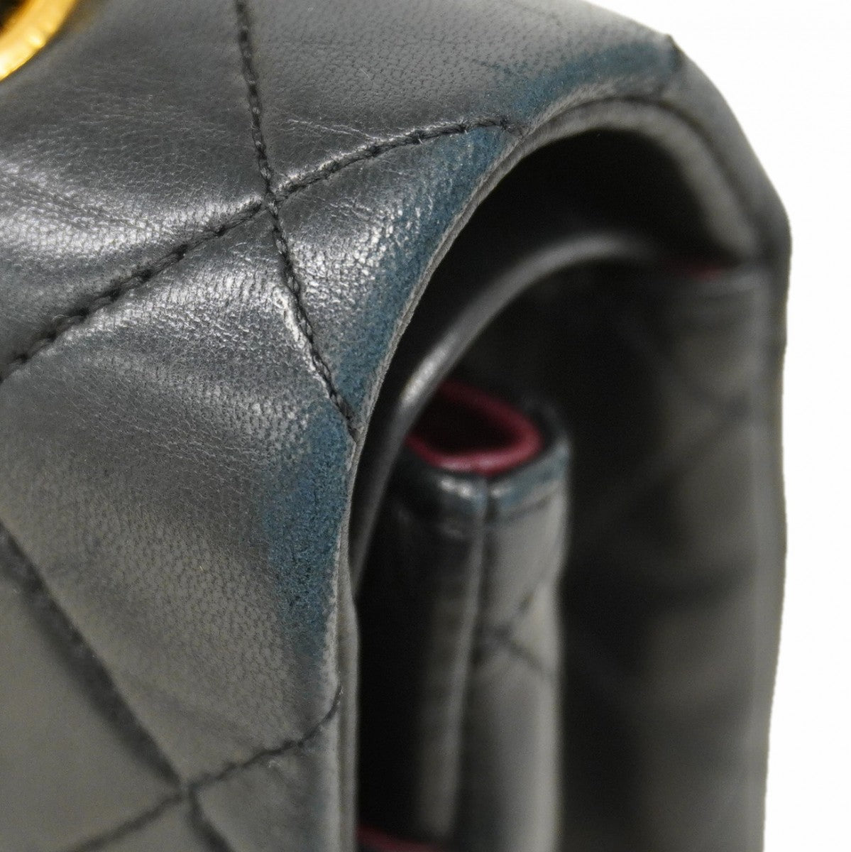 【6fd5175】シャネル ショルダーバッグ マトラッセ Wフラップ Wチェーン ラムスキン ブラック ゴールド金具【中古】レディース