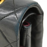 【6fd5175】シャネル ショルダーバッグ マトラッセ Wフラップ Wチェーン ラムスキン ブラック ゴールド金具【中古】レディース
