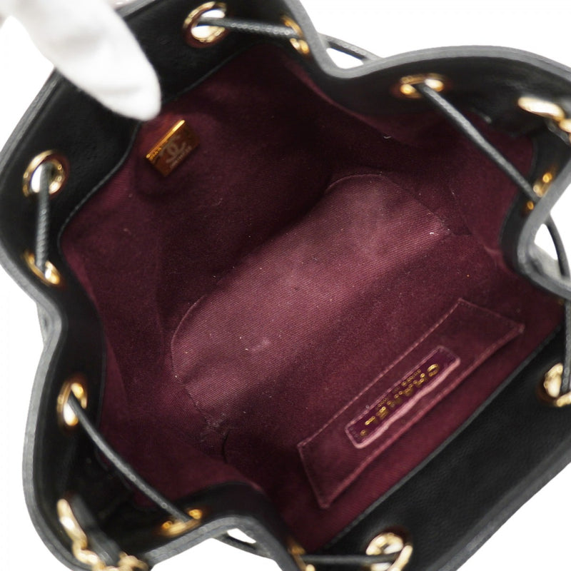 【6fd5196】シャネル ショルダーバッグ マトラッセ チェーンショルダー キャビアスキン ブラック シャンパンゴールド金具【中古】レディース