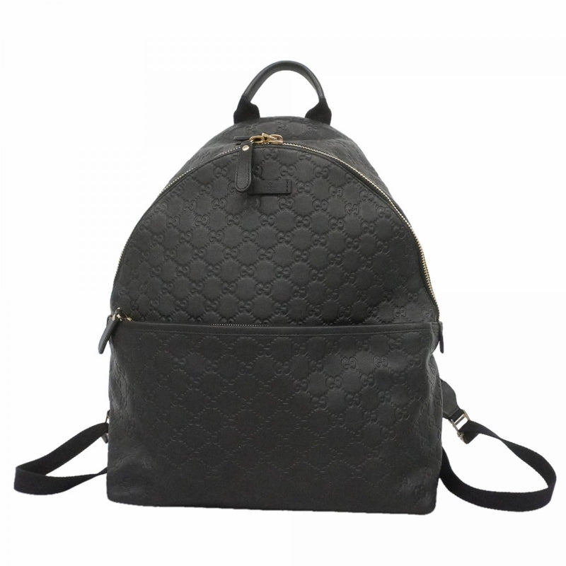 【6fd5198-k】グッチ リュック・デイパック グッチシマ 246414 レザー ブラック ゴールド金具【中古】メンズ レディース ユニセックス