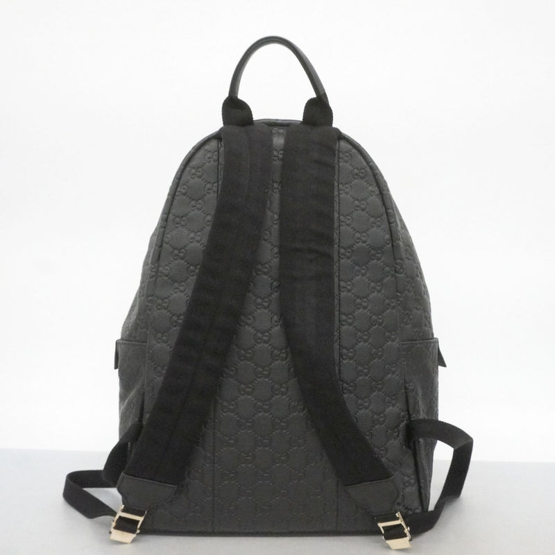 【6fd5198-k】グッチ リュック・デイパック グッチシマ 246414 レザー ブラック ゴールド金具【中古】メンズ レディース ユニセックス