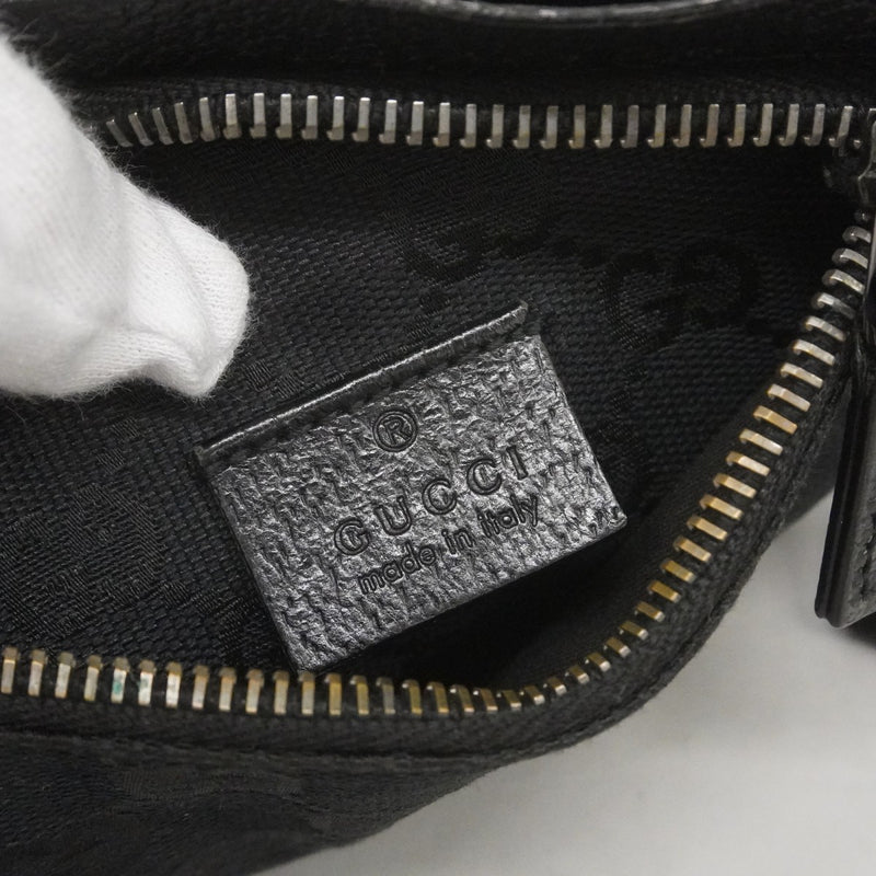 【6fd5199-k】グッチ ウエストバッグ GGキャンバス 28566 キャンバス ブラック シルバー金具【中古】レディース