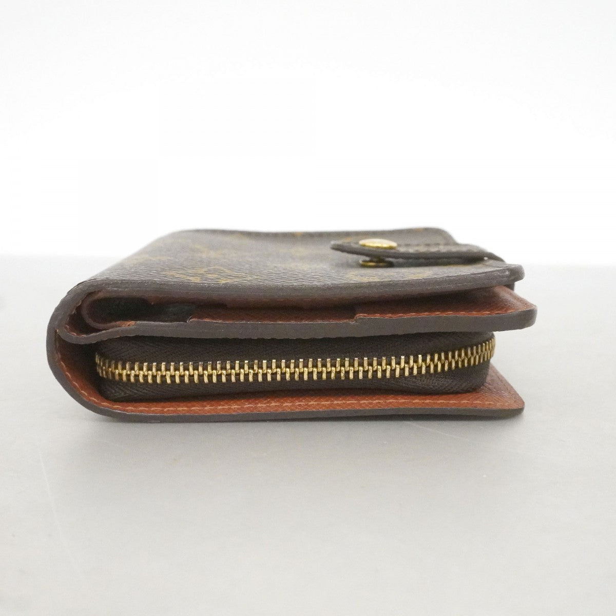 【6fd5204-k】ルイヴィトン 財布 モノグラム コンパクトジップ M61667 ブラウン【中古】レディース