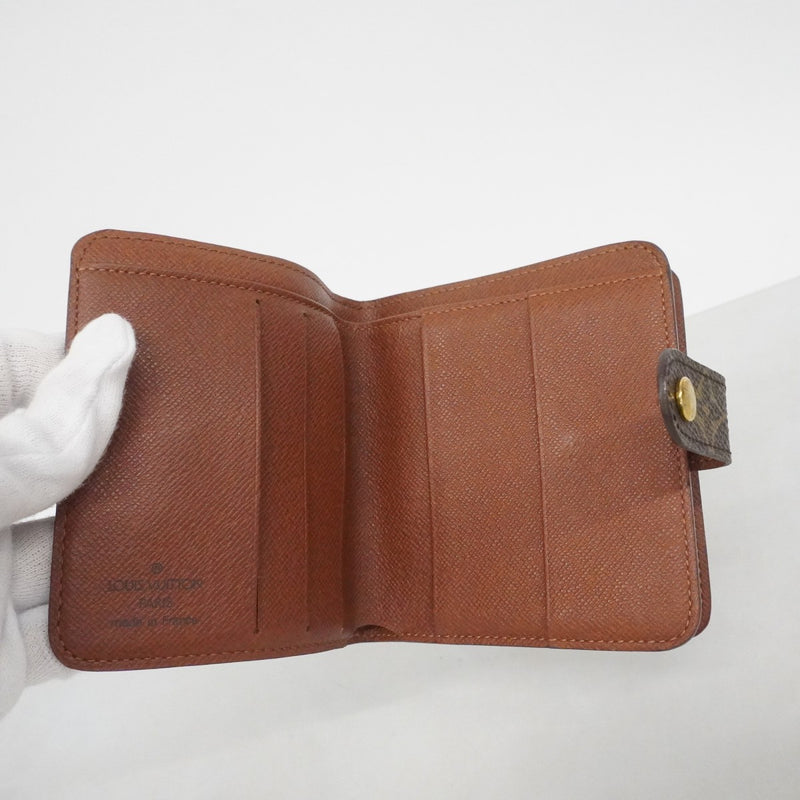 【6fd5204-k】ルイヴィトン 財布 モノグラム コンパクトジップ M61667 ブラウン【中古】レディース
