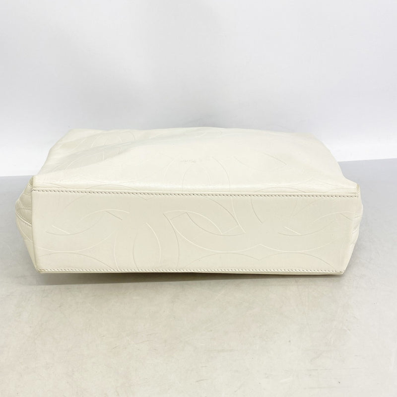 【6fd5219-k】シャネル トートバッグ レザー ホワイト ゴールド金具【中古】レディース