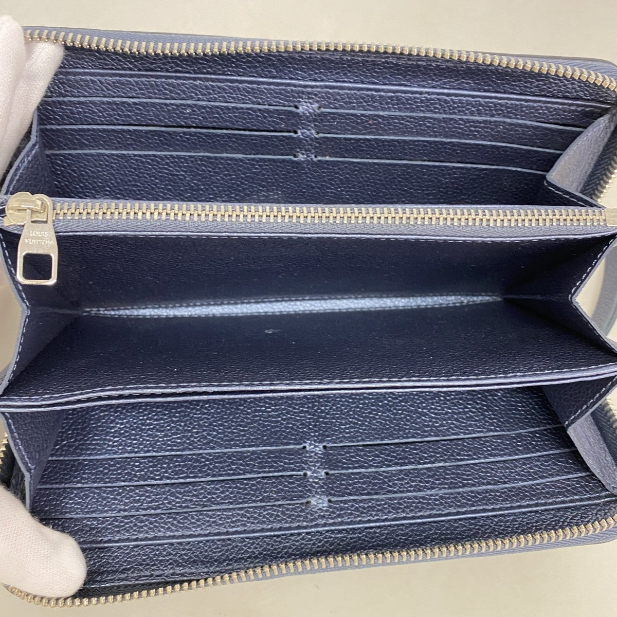 【6fd5223-k】ルイヴィトン 長財布 モノグラム・アンプラント ジッピーウォレット M80958 メタリックブルー【中古】レディース