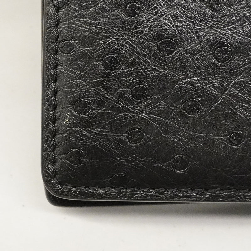 【6fd5278】ルイヴィトン 長財布 エキゾチック ポルトフォイユブラザ N92162 オーストリッチ ブラック【中古】メンズ