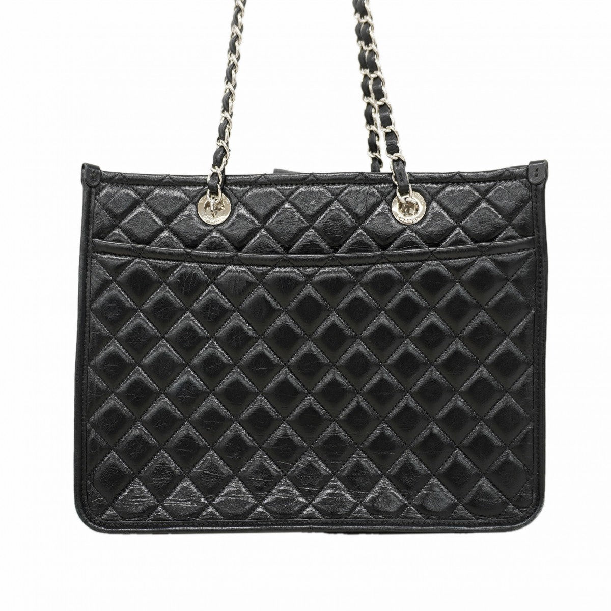 【6fd5291-k】シャネル チェーントート マトラッセ カーフ ブラック シルバー金具【中古】レディース