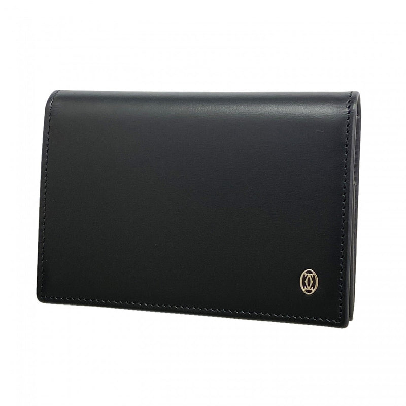【6fd5303】カルティエ カードケース パシャ レザー ブラック シルバー金具【中古】メンズ レディース ユニセックス