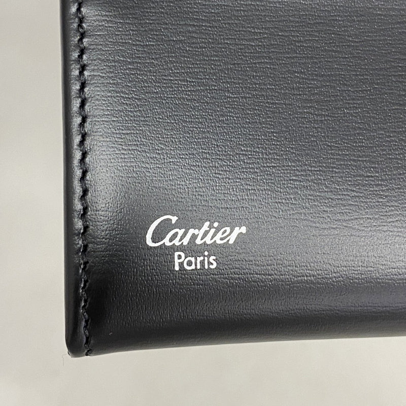 【6fd5303】カルティエ カードケース パシャ レザー ブラック シルバー金具【中古】メンズ レディース ユニセックス