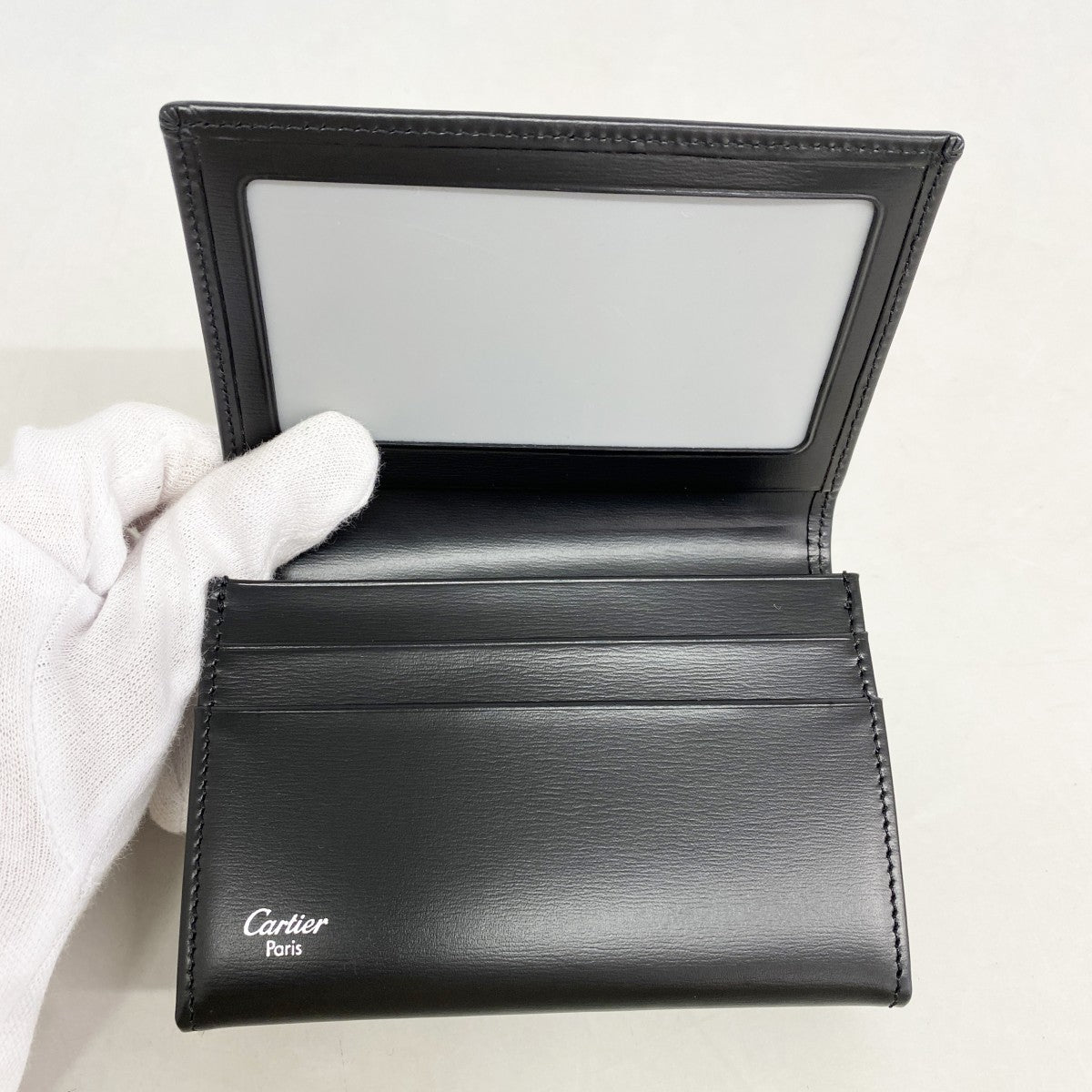 【6fd5303】カルティエ カードケース パシャ レザー ブラック シルバー金具【中古】メンズ レディース ユニセックス