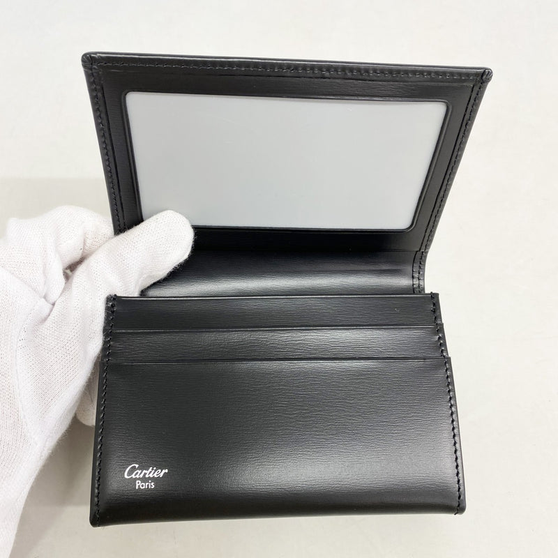 【6fd5303】カルティエ カードケース パシャ レザー ブラック シルバー金具【中古】メンズ レディース ユニセックス