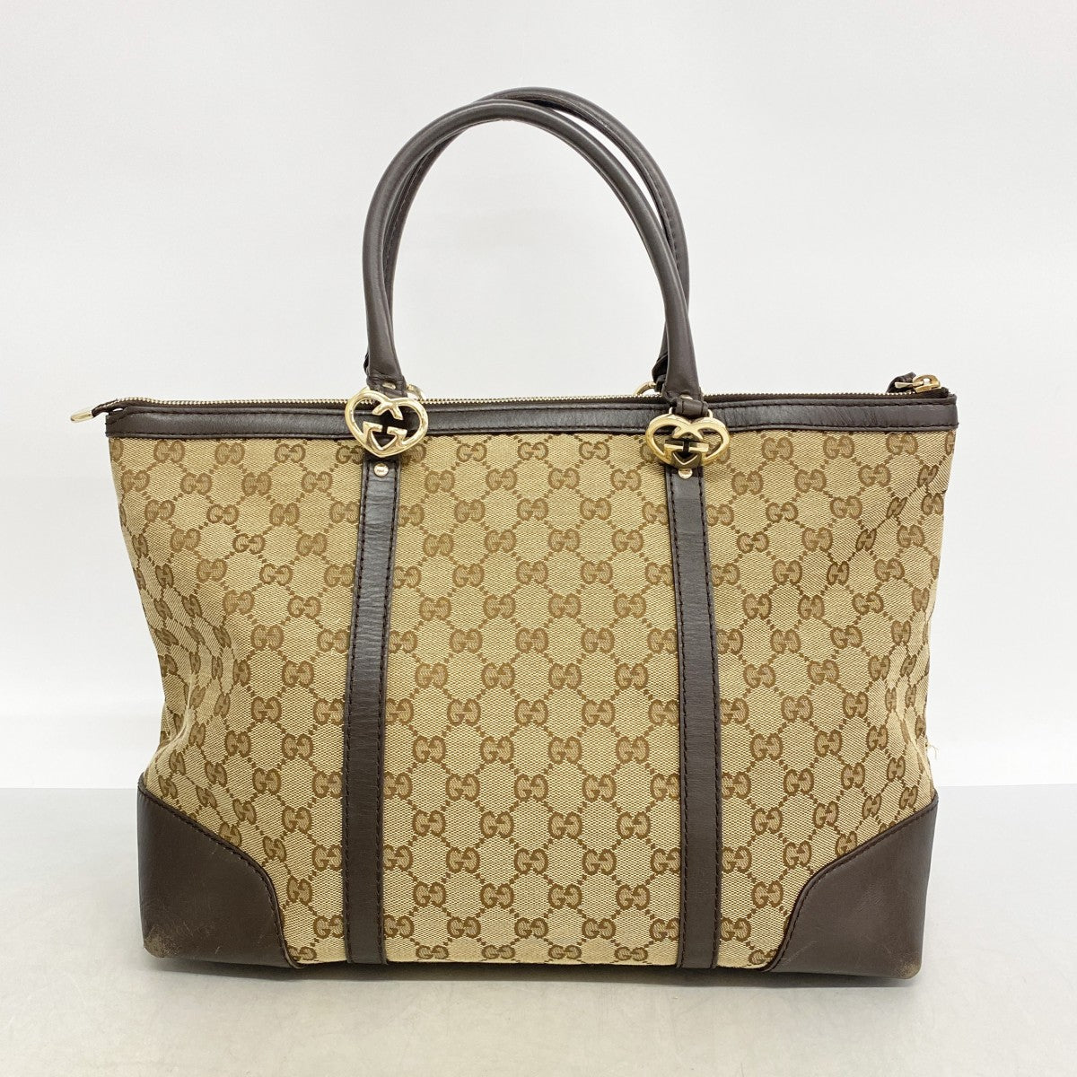 【6fd5312】グッチ トートバッグ GGキャンバス 257068 キャンバス ブラウン シャンパンゴールド金具【中古】レディース