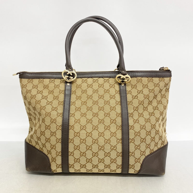 【6fd5312】グッチ トートバッグ GGキャンバス 257068 キャンバス ブラウン シャンパンゴールド金具【中古】レディース