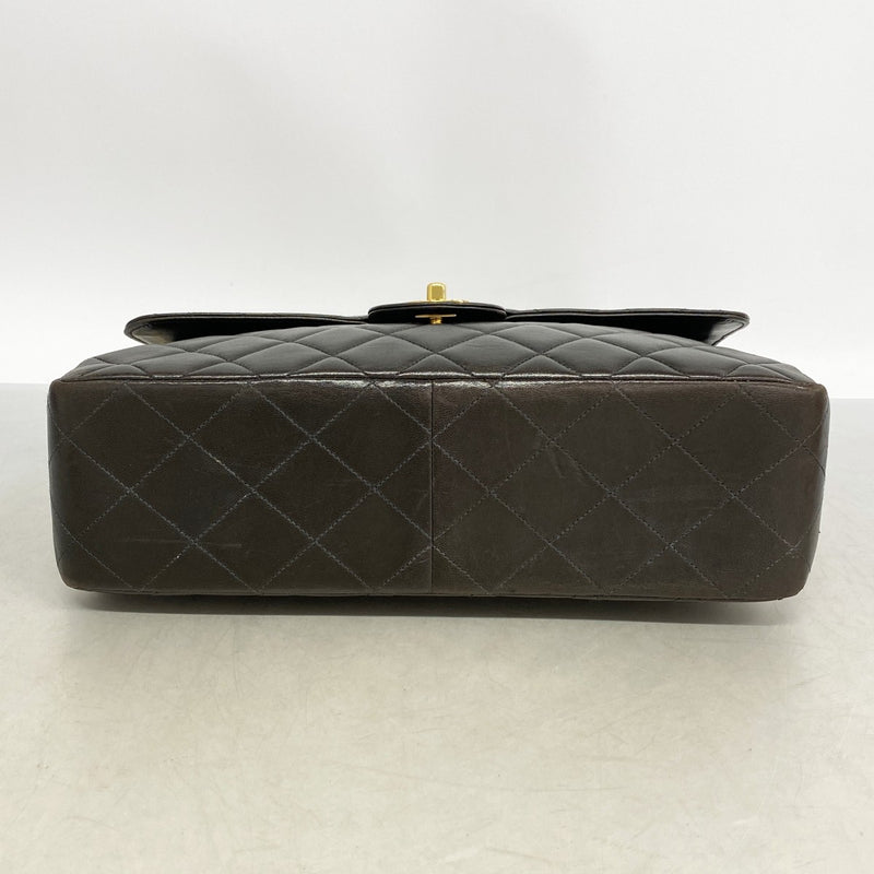 【6fd5316】シャネル ショルダーバッグ デカマトラッセ Wチェーン Wフェイス ラムスキン ブラック ゴールド金具【中古】レディース