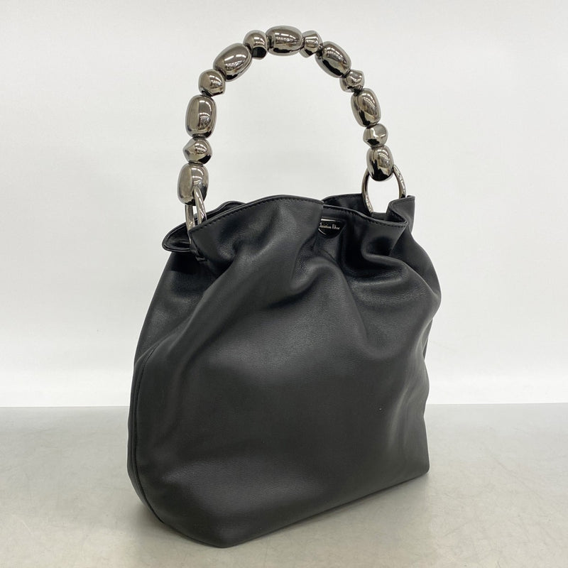 【6fd5319】クリスチャンディオール ハンドバッグ マリスパール レザー ブラック シルバー金具【中古】レディース