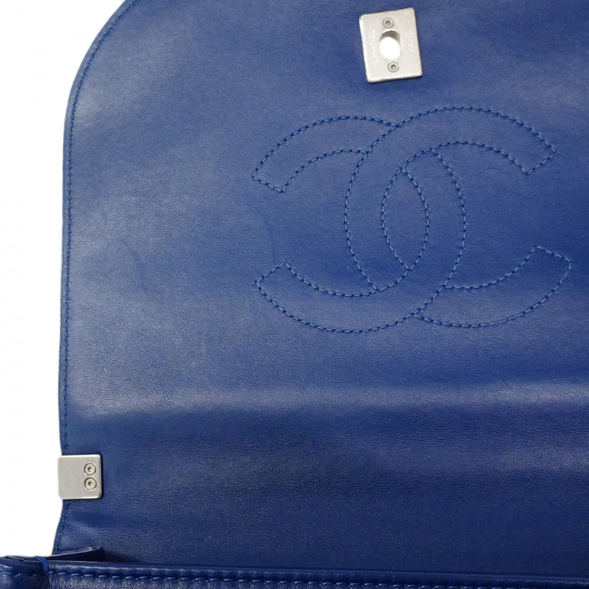 【6fd5326】シャネル ショルダーバッグ チェーンショルダー ココアイレット レザー ブルー シルバー金具【中古】レディース