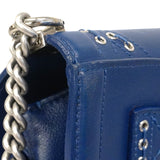 【6fd5326】シャネル ショルダーバッグ チェーンショルダー ココアイレット レザー ブルー シルバー金具【中古】レディース