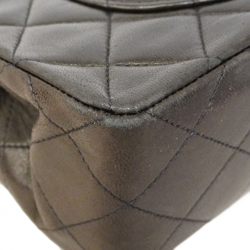 【6fd5327】シャネル ショルダーバッグ マトラッセ Wフラップ Wチェーン ラムスキン ブラック ゴールド金具【中古】レディース