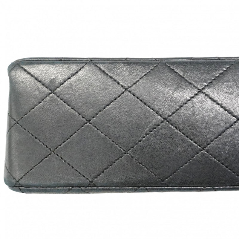 【6fd5328】シャネル ショルダーバッグ マトラッセ Wフラップ Wチェーン ラムスキン ブラック ゴールド金具【中古】レディース