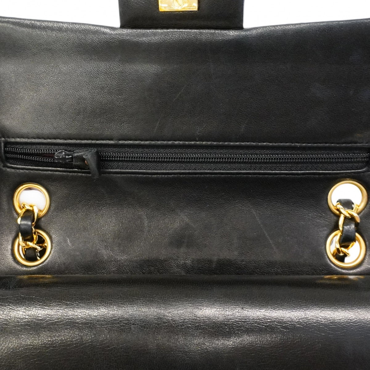 【6fd5329】シャネル ショルダーバッグ マトラッセ Wフラップ Wチェーン ラムスキン ブラック ゴールド金具【中古】レディース