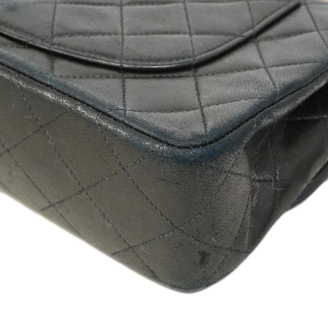 【6fd5329】シャネル ショルダーバッグ マトラッセ Wフラップ Wチェーン ラムスキン ブラック ゴールド金具【中古】レディース