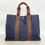 【6fd5342】エルメス トートバッグ フールトゥGM キャンバス ネイビー シルバー金具【中古】メンズ レディース ユニセックス